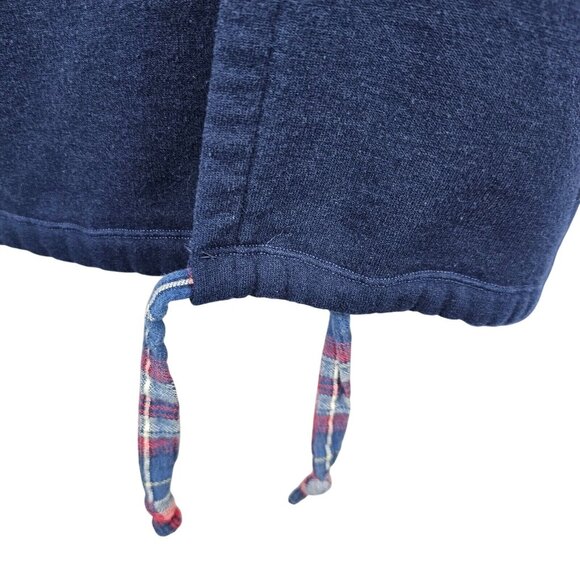 VTG Womens LG Sweater Open Cardigan Jerzees Patchwork Heart Navy Blue Applique - Picture 14 of 16